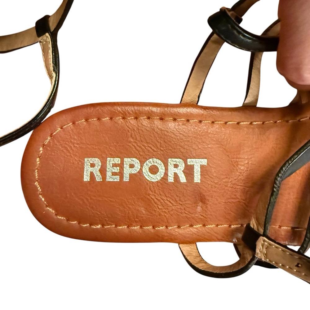 Report Women’s Black Strappy Women’s Sandals with Tan Footbed - Picture 3 of 6